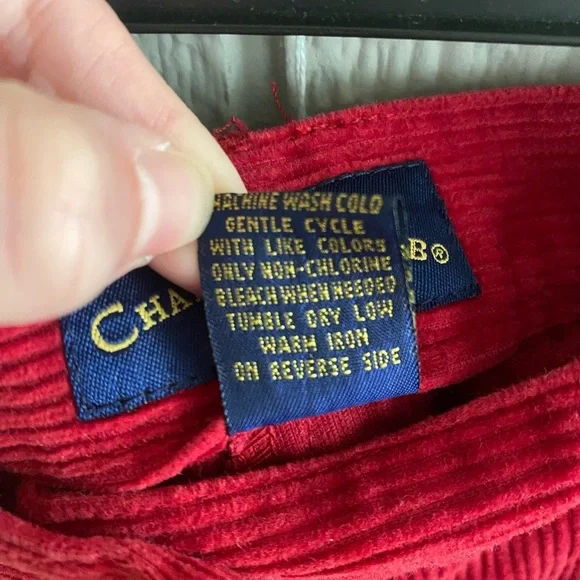 Vintage 80s/90s Women Charter Club Hi-Rise Red Ribbed Corduroy Pleated Pants 12 - Picture 6 of 9